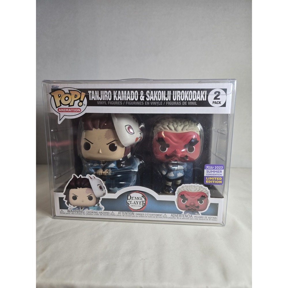 FunkoPop Tanjiro Kamado and Sakonji Urokodaki 2 pack SDCC Shared LIMITED EDITION